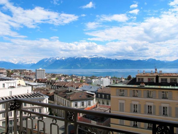 Lake Geneva from my balcony at Lausanne Palace