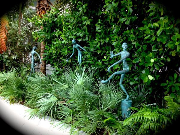 Art installations peek from the greenery throughout the resort 