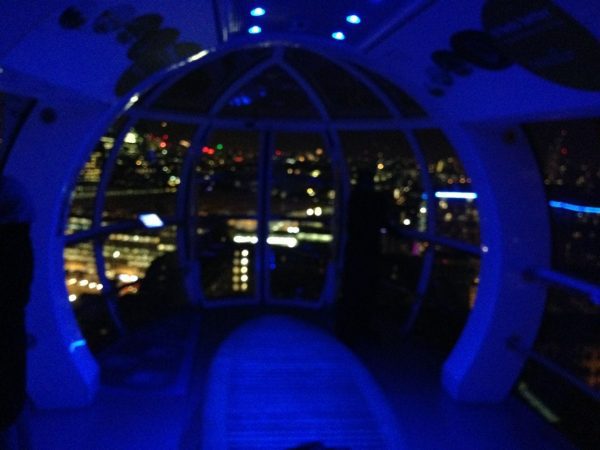 Inside the capsule on the London Eye