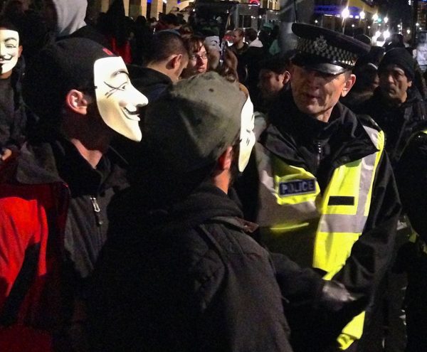 Protesters chat politics with police in Parliament Square