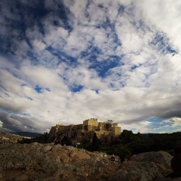 Clouds swirling around the Acropolis