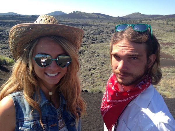 Rae & Alex at the scenic overlook. Nothing but spatter cones and lava flows as far as the eye can see.