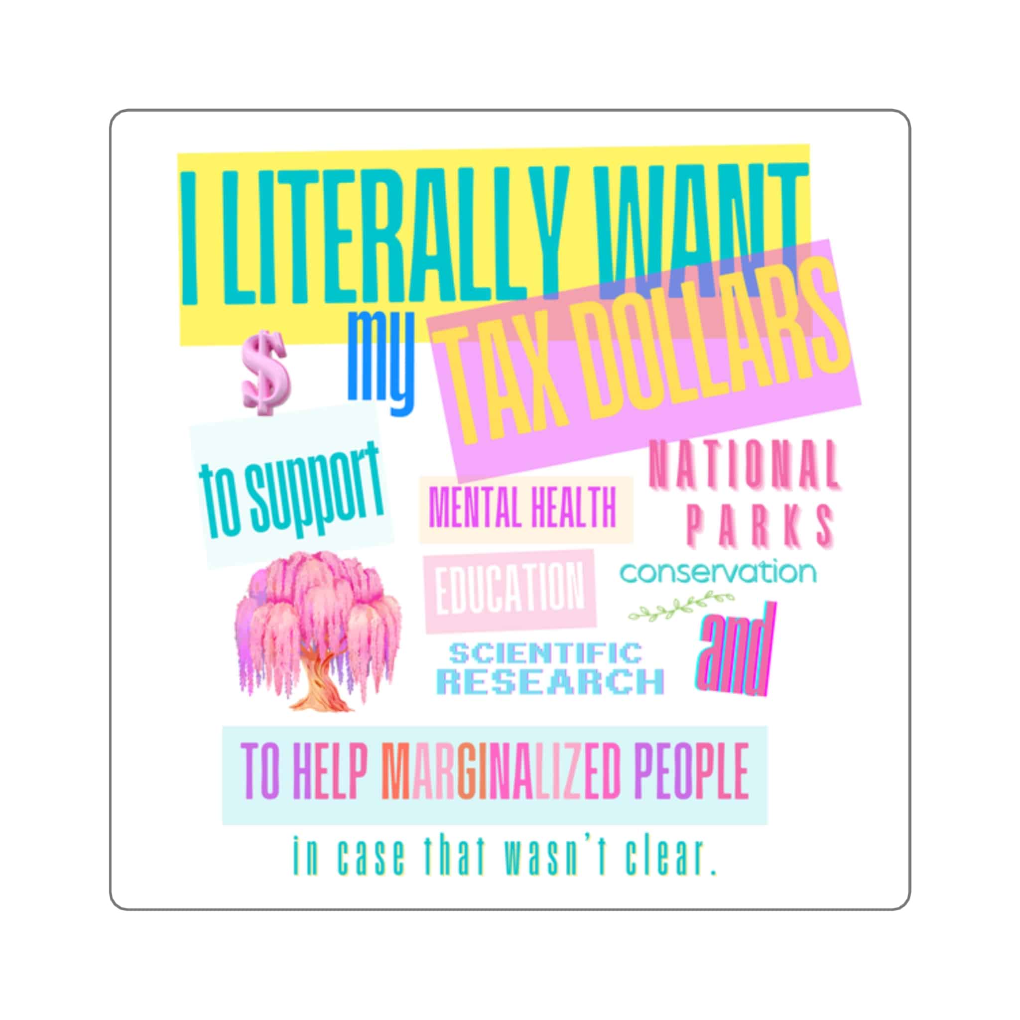 Social Justice Square Stickers - Support Education & Mental Health - Image 2