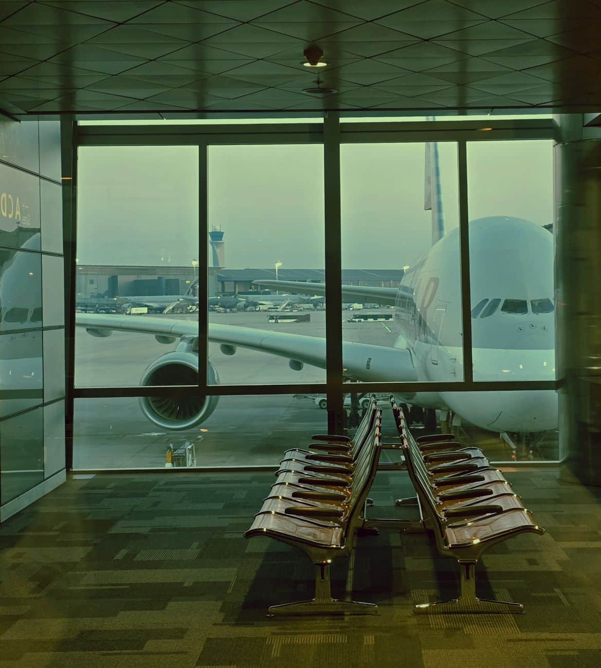 airplane view from airport terminal window